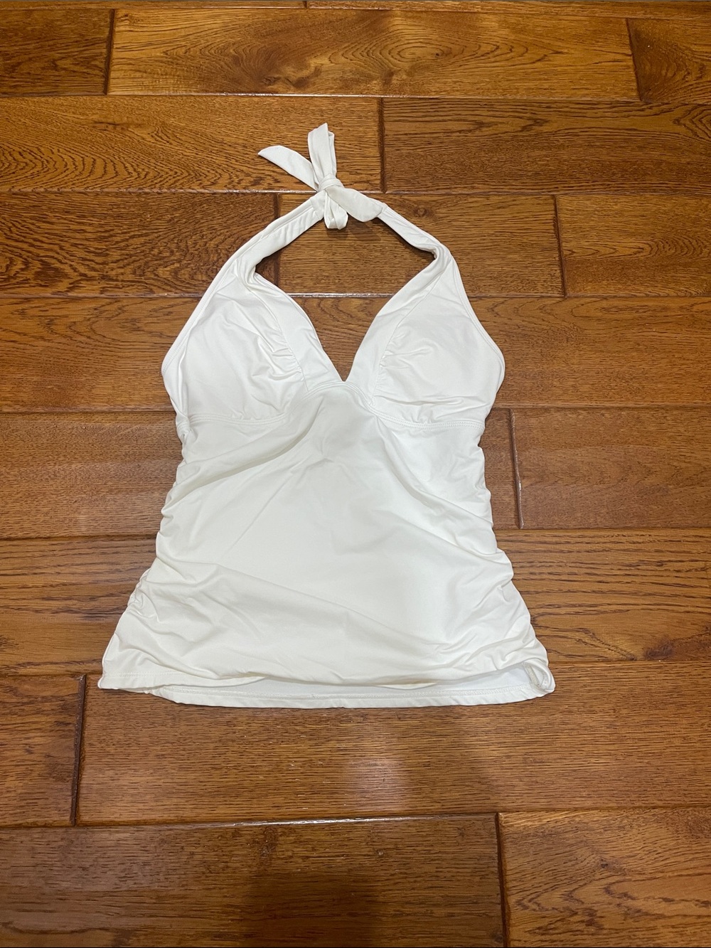 Athleta White Halter Swim Top with Nude Lining